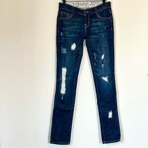 Tag Women's Distressed Dark Blue Chelsea Skinny Jeans - Size: 26
